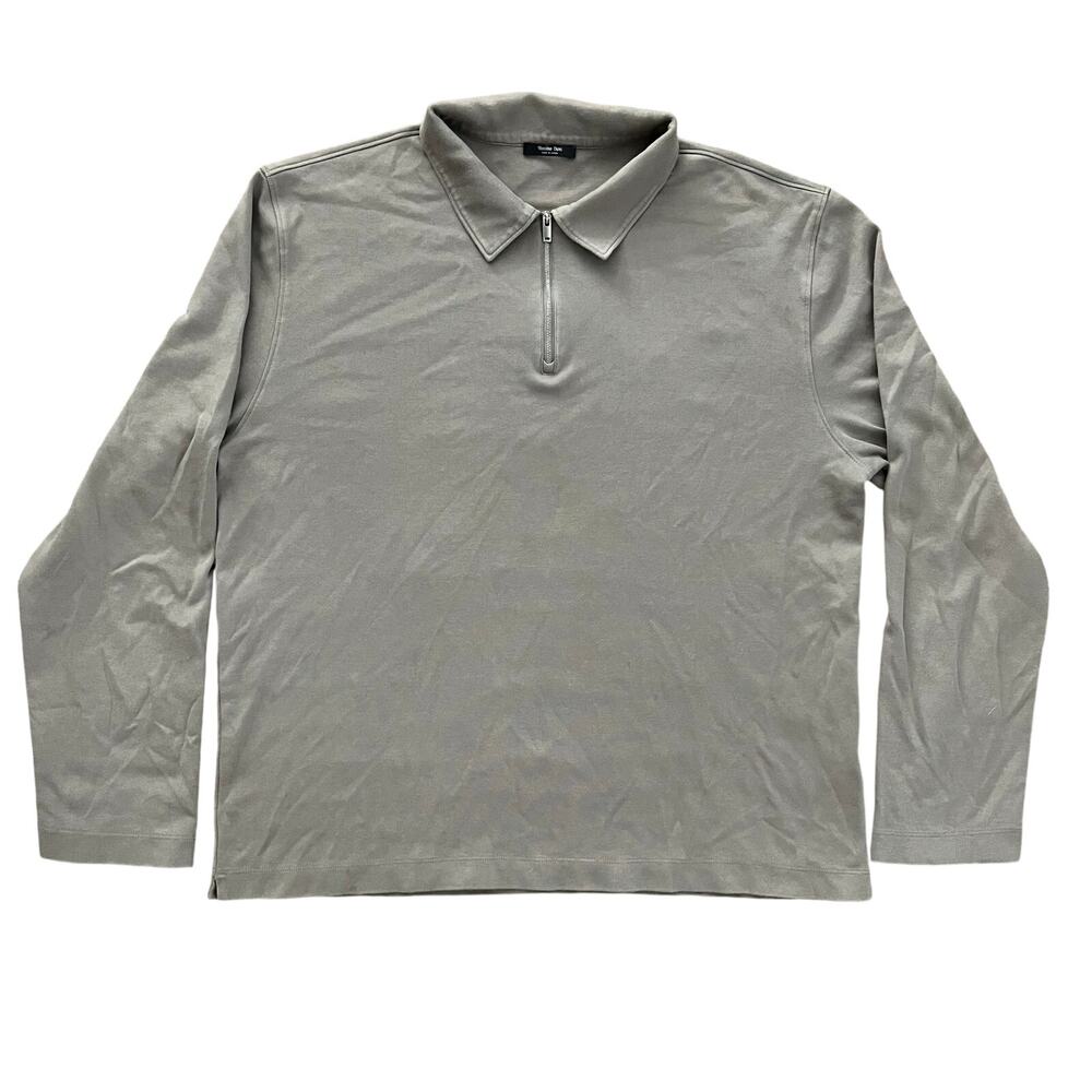 Massimo Dutti Mens XL Gray 100% Cotton Quarter Zip Pullover Long Sleeve Knit Top